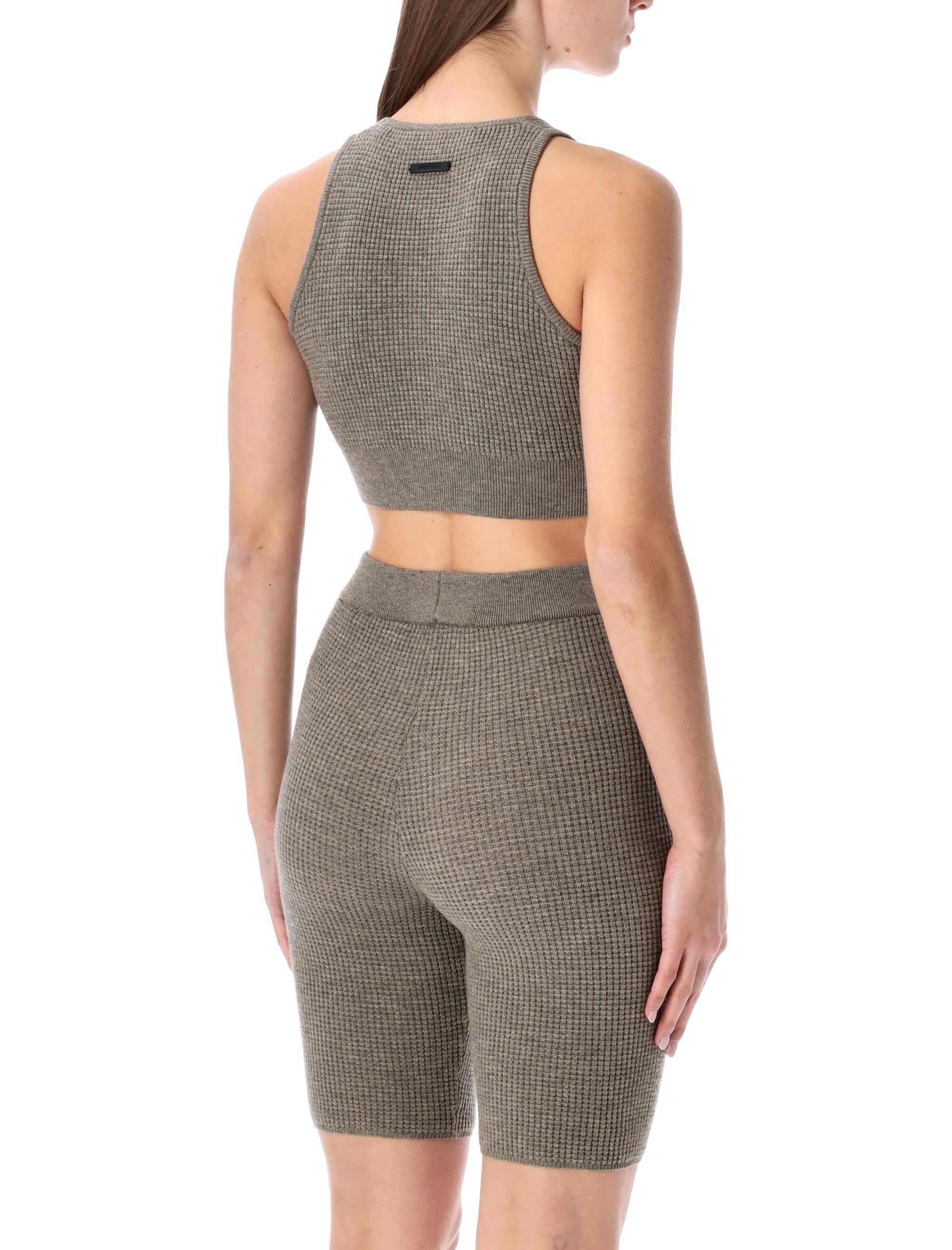 Waffle Knit Cropped Sport Tank