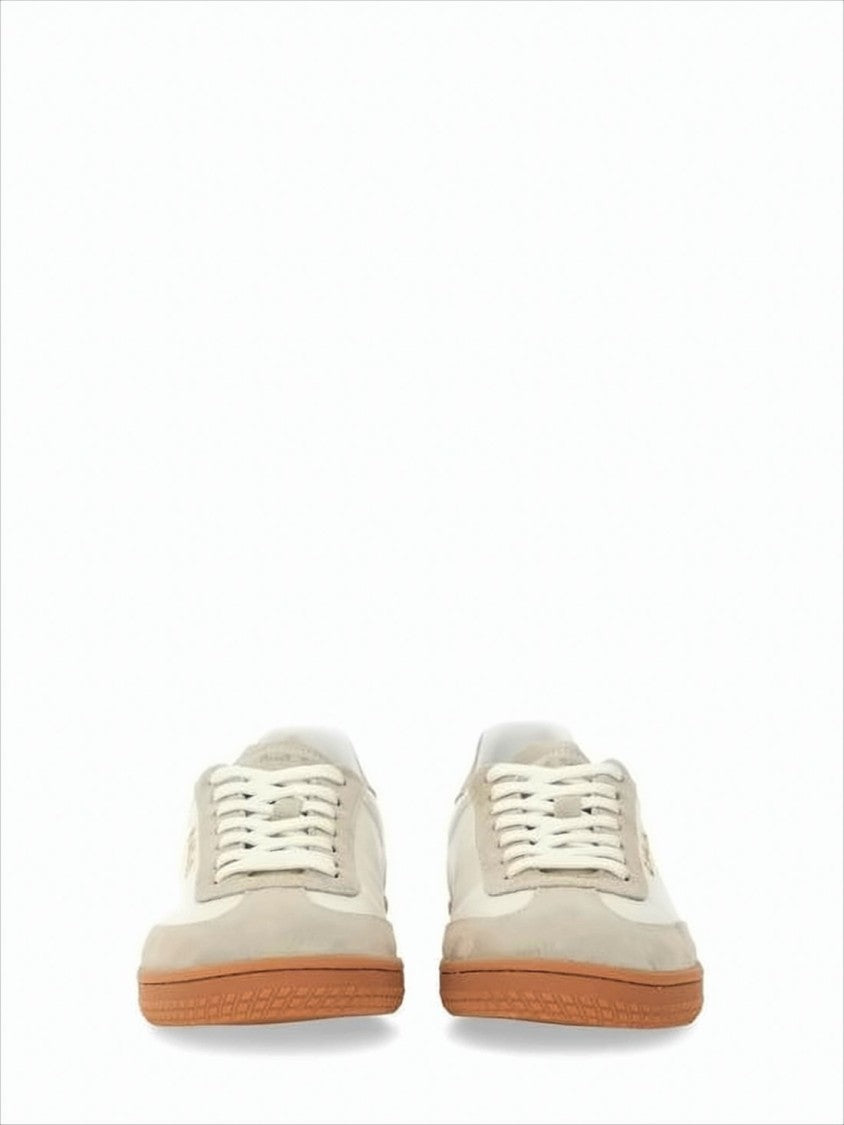 Low-Top Sneakers with Suede Overlays and Multicolor Stripes