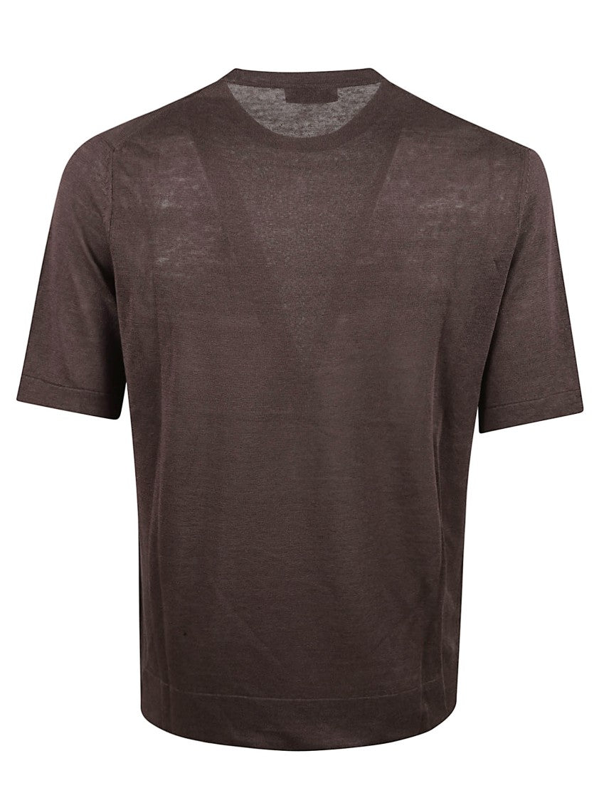 Brown Relaxed-Fit Crew Neck T-Shirt