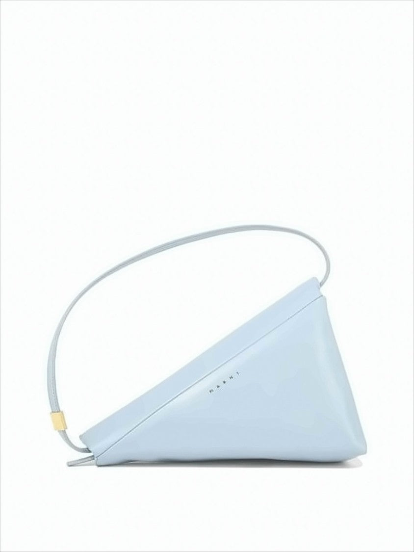 Triangular Silhouette Calfskin Leather Shoulder Bag