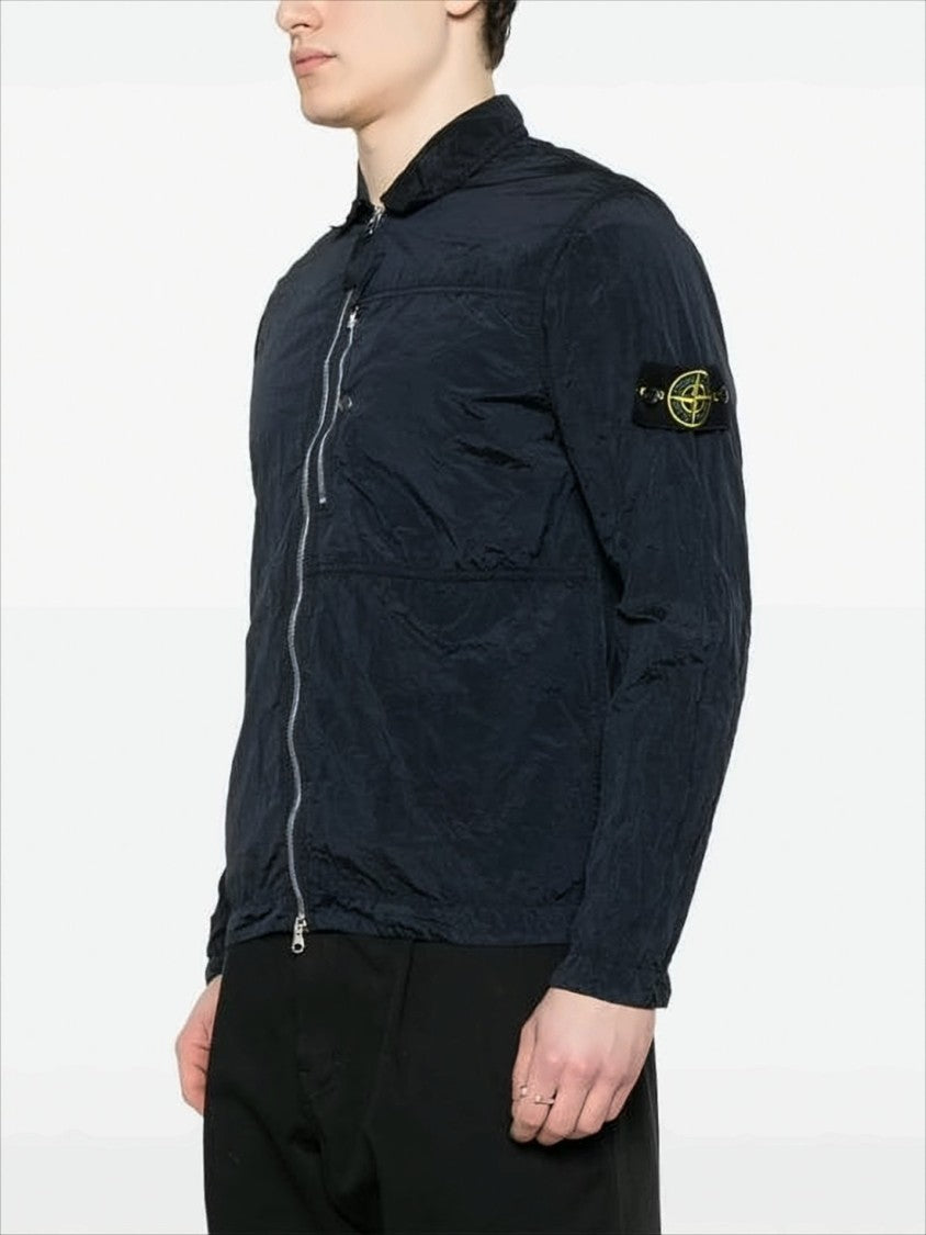 Crinkled Texture Lightweight Black Jacket