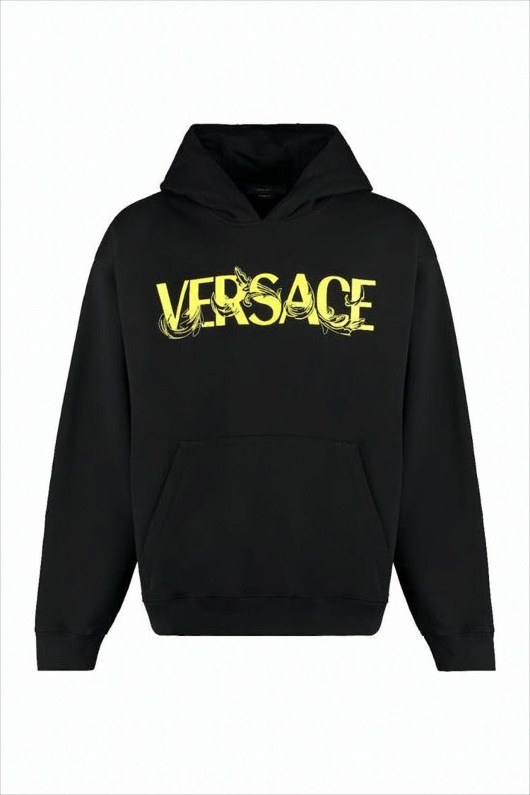 Black Hoodie with Prominent Logo Print