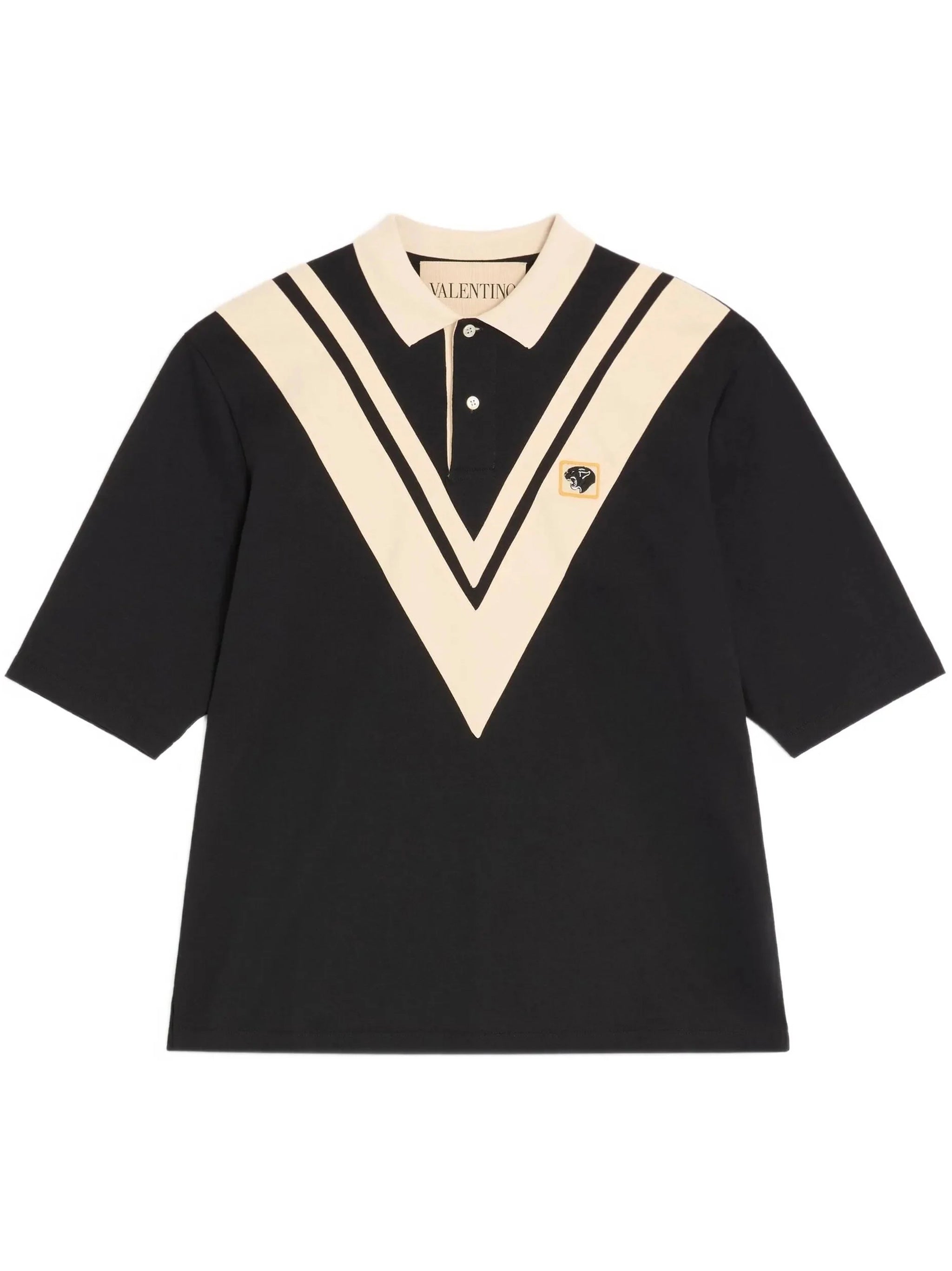V-Pattern Short-Sleeved Boxy Fit Polo Shirt
