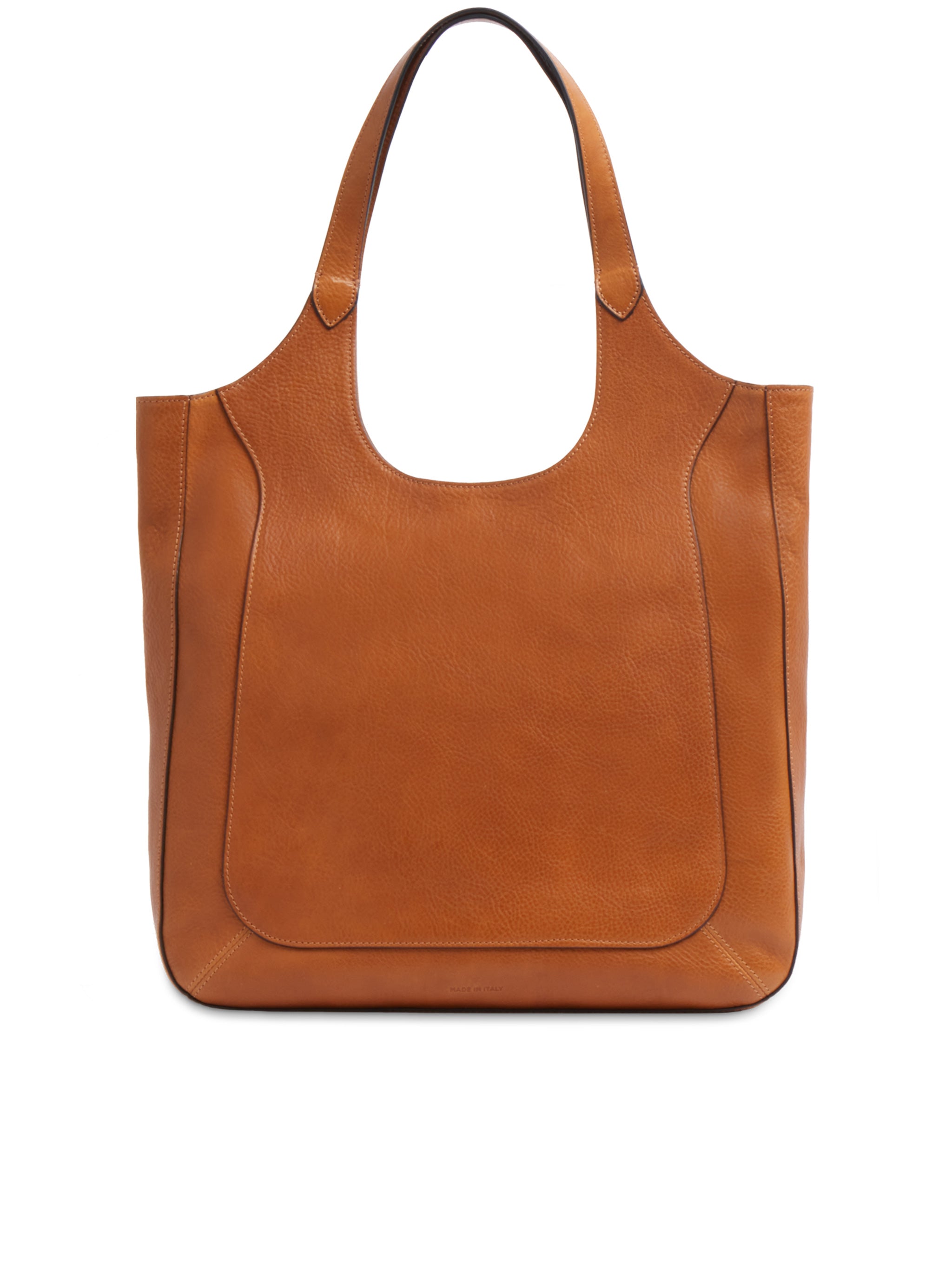 Spacious Leather Tote Bag with Gold-tone Zipper