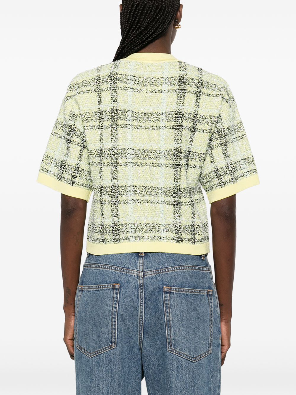 Textured Plaid Knit Tops