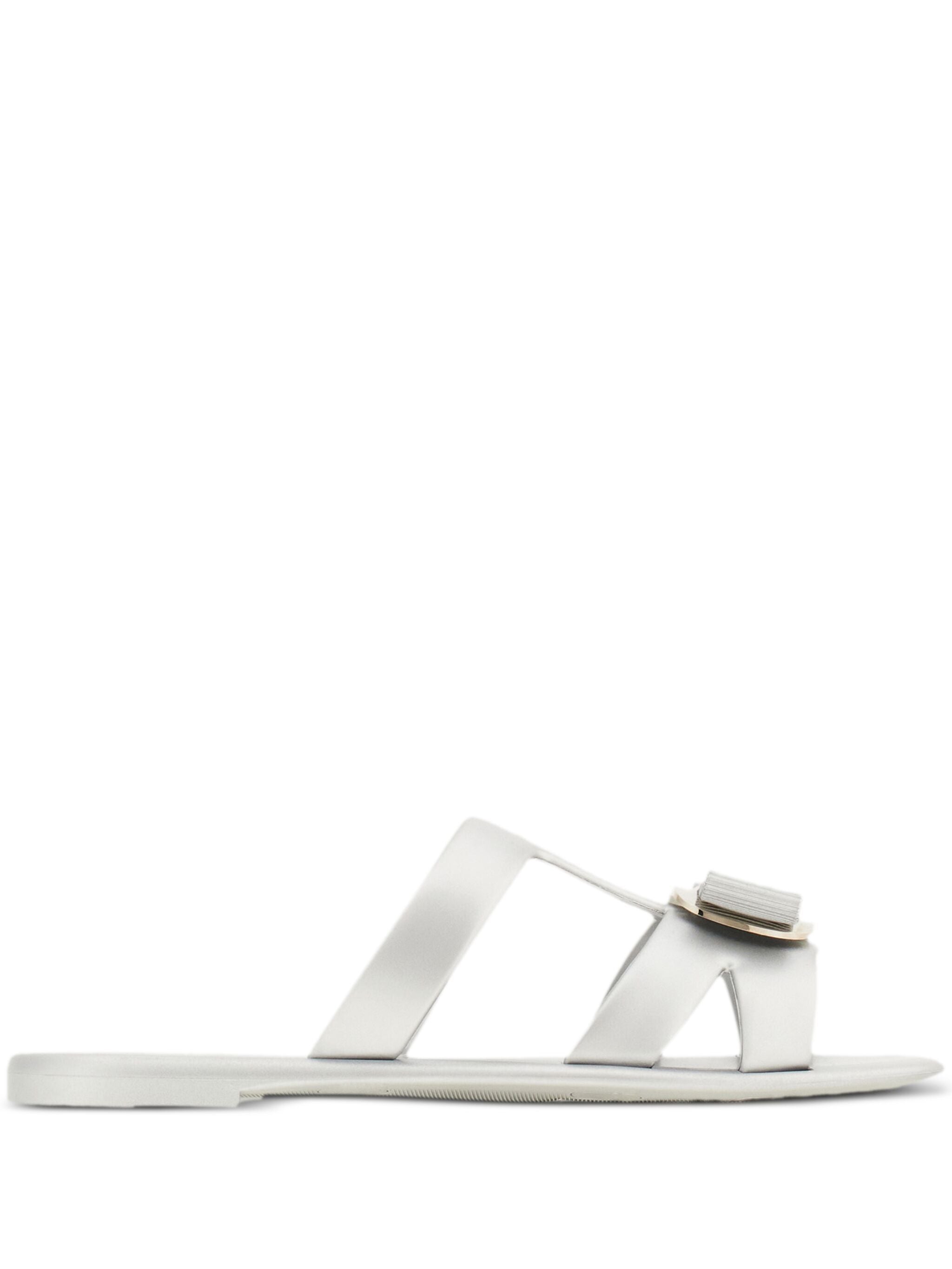 Silver Lilou Flat Slide Rubber Sandals