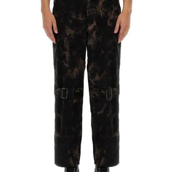 Relaxed Fit Tie-Dye Straight Pants With Adjustable Buckles