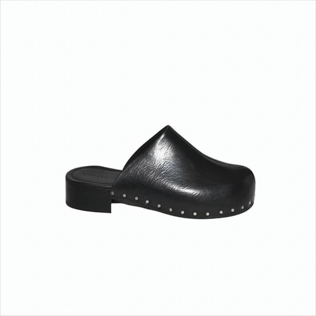 Cowhide Leather Mule with Metallic Accents