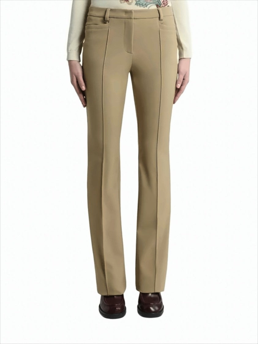 High-Waisted Fit-and-Flare Trousers with Textured Front Seam