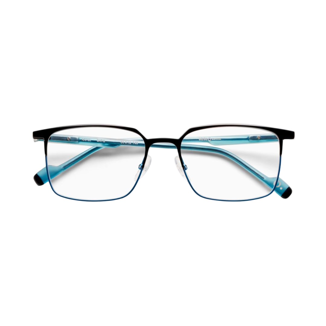 Rafel Rectangular Metal Frame Eyeglasses with Translucent Temples
