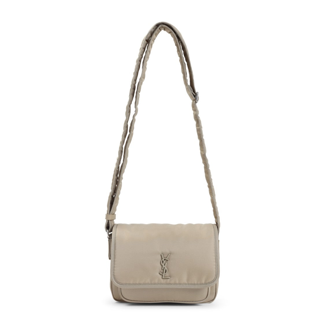 Padded Nylon Shoulder Bag With Flap Closure