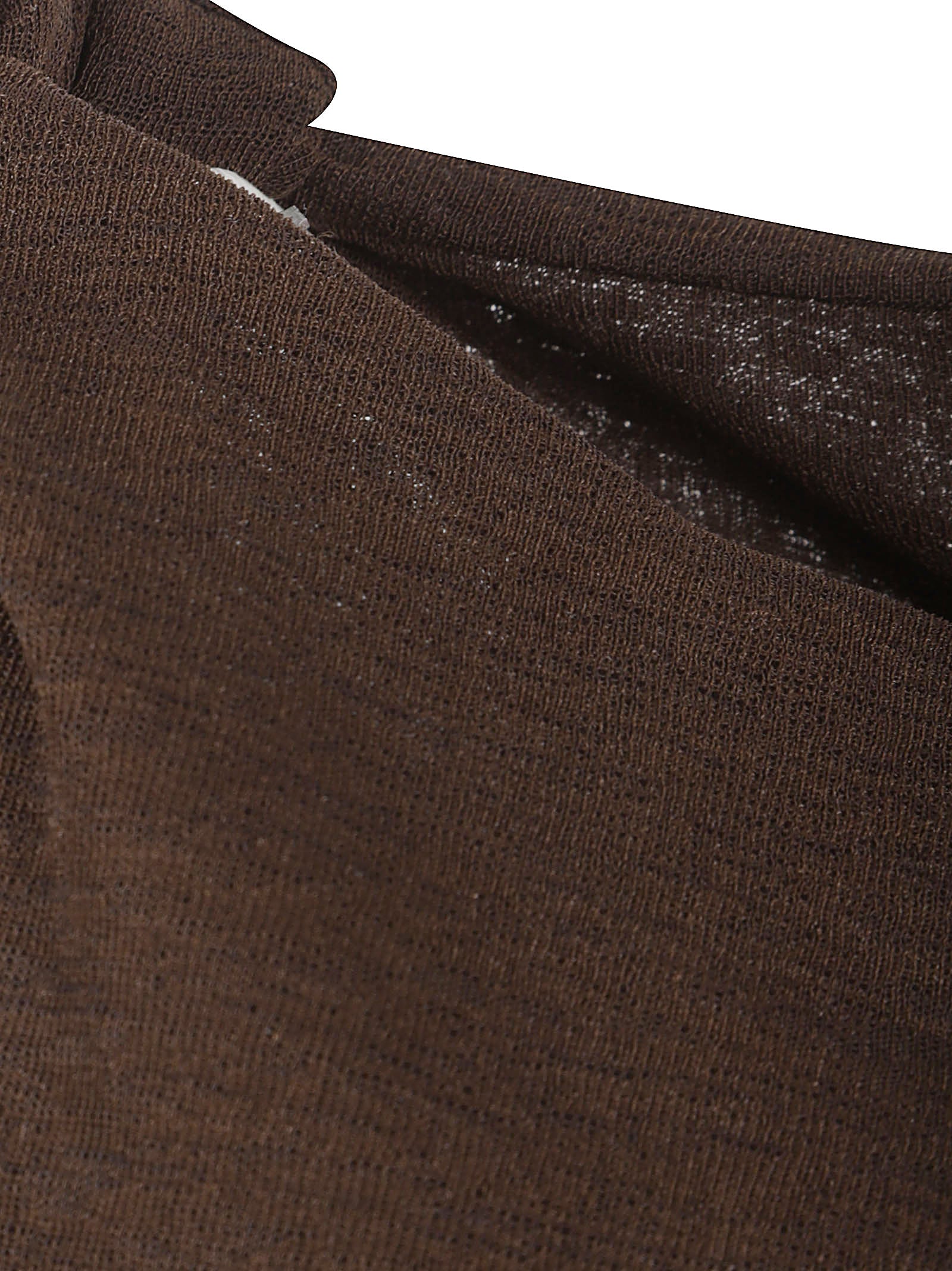 Asymmetrical Draped Brown Top with Knot Detail