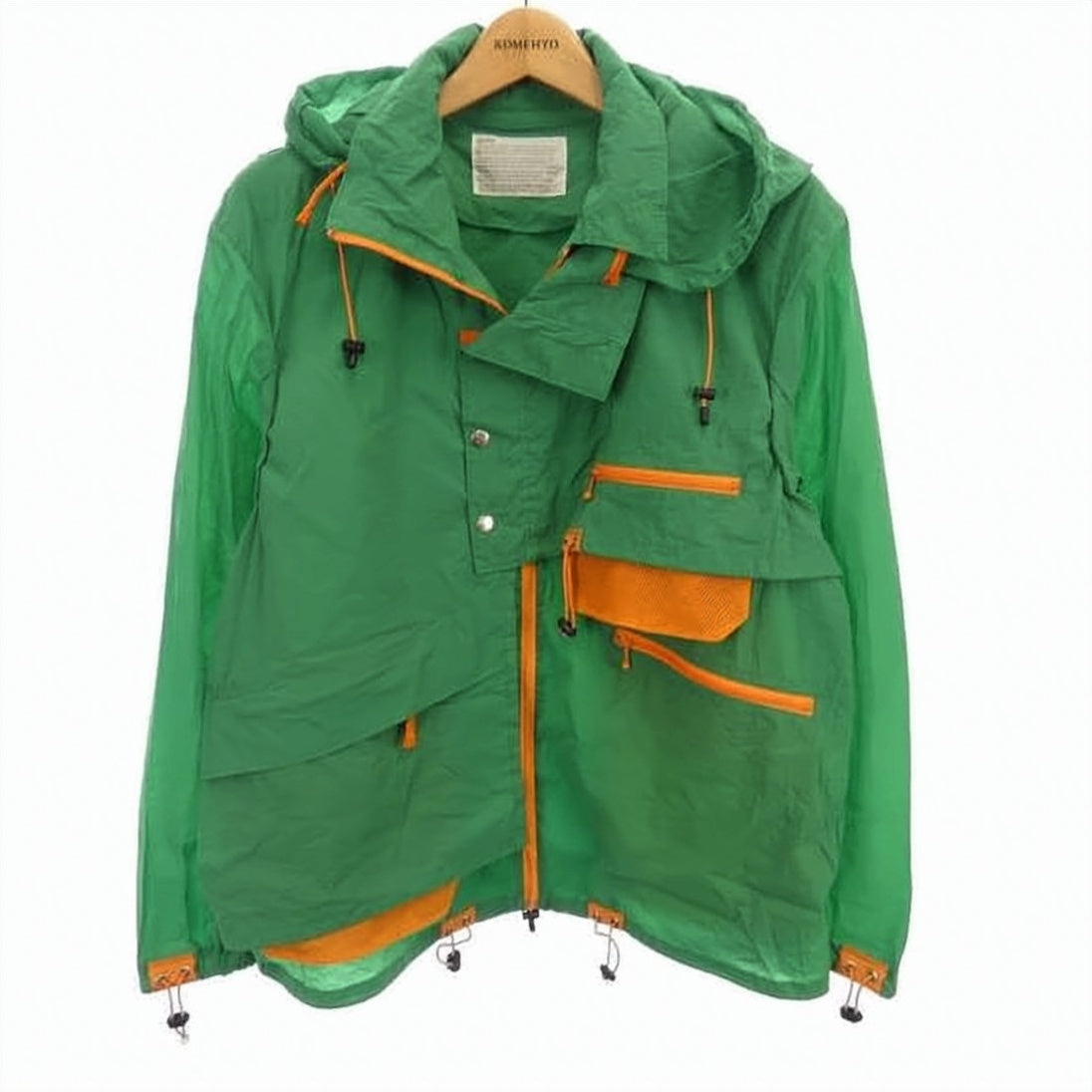 Lightweight Green Jacket with Orange Accents