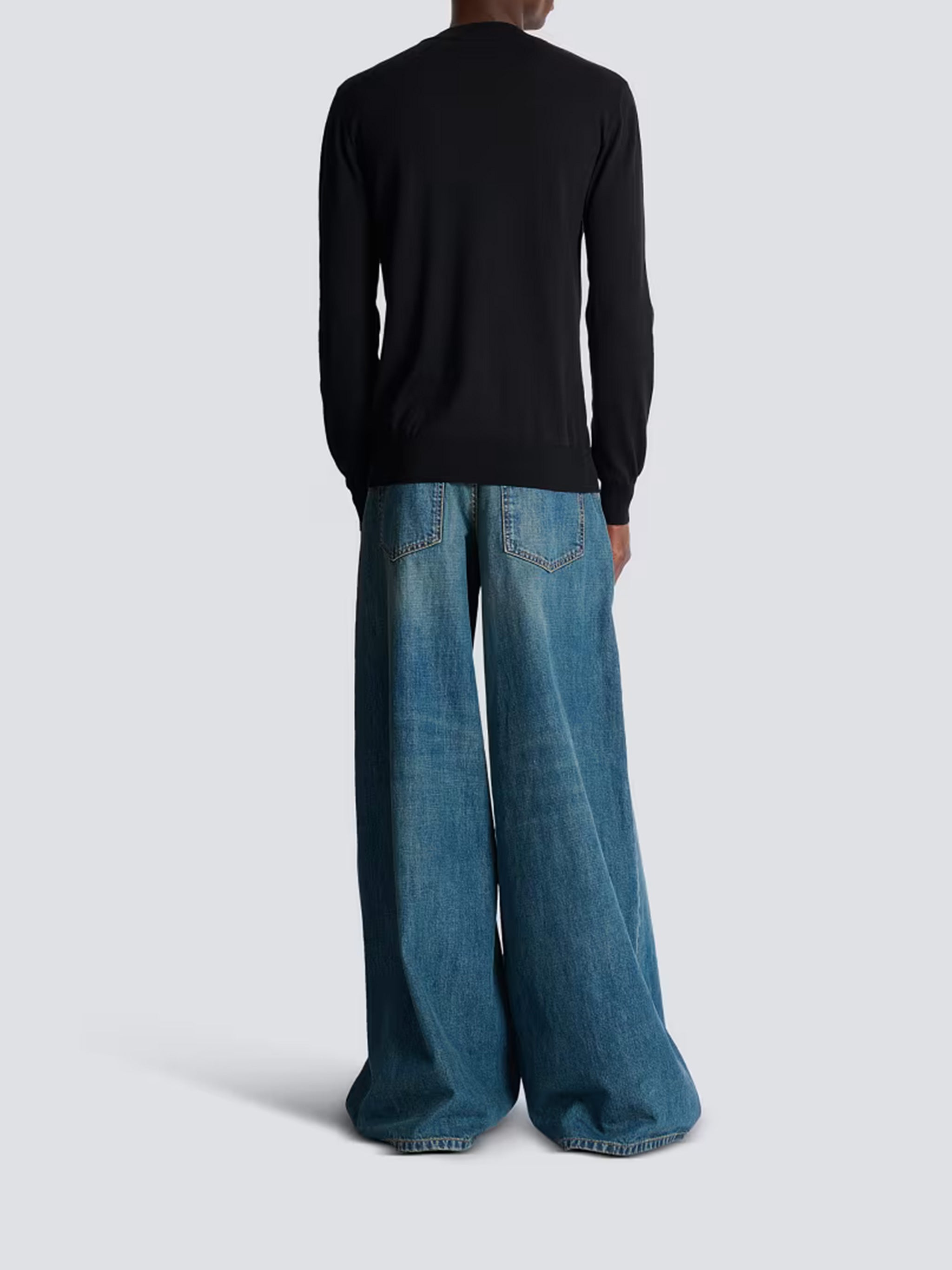 Black Classic Crew Neck Cotton Sweater
