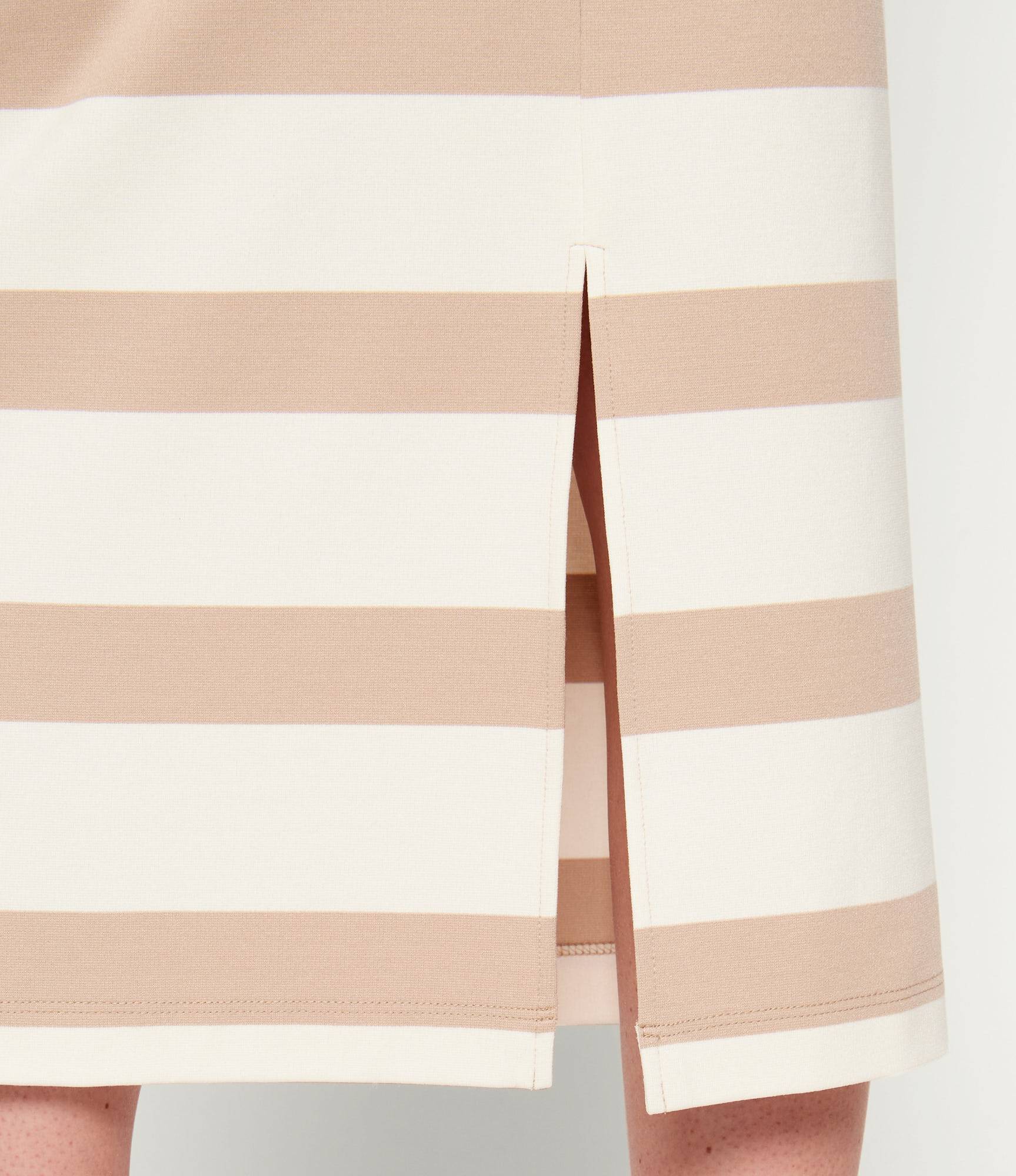 Midi-Length Striped Skirt with High Waist