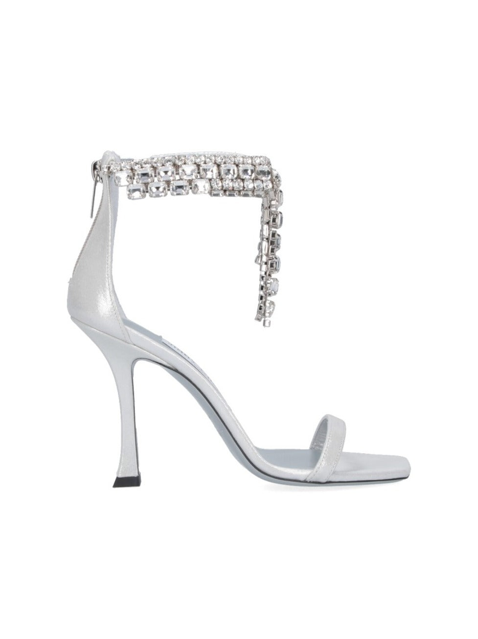 "Verity 100" Rhinestone Slingback Sandals Silver