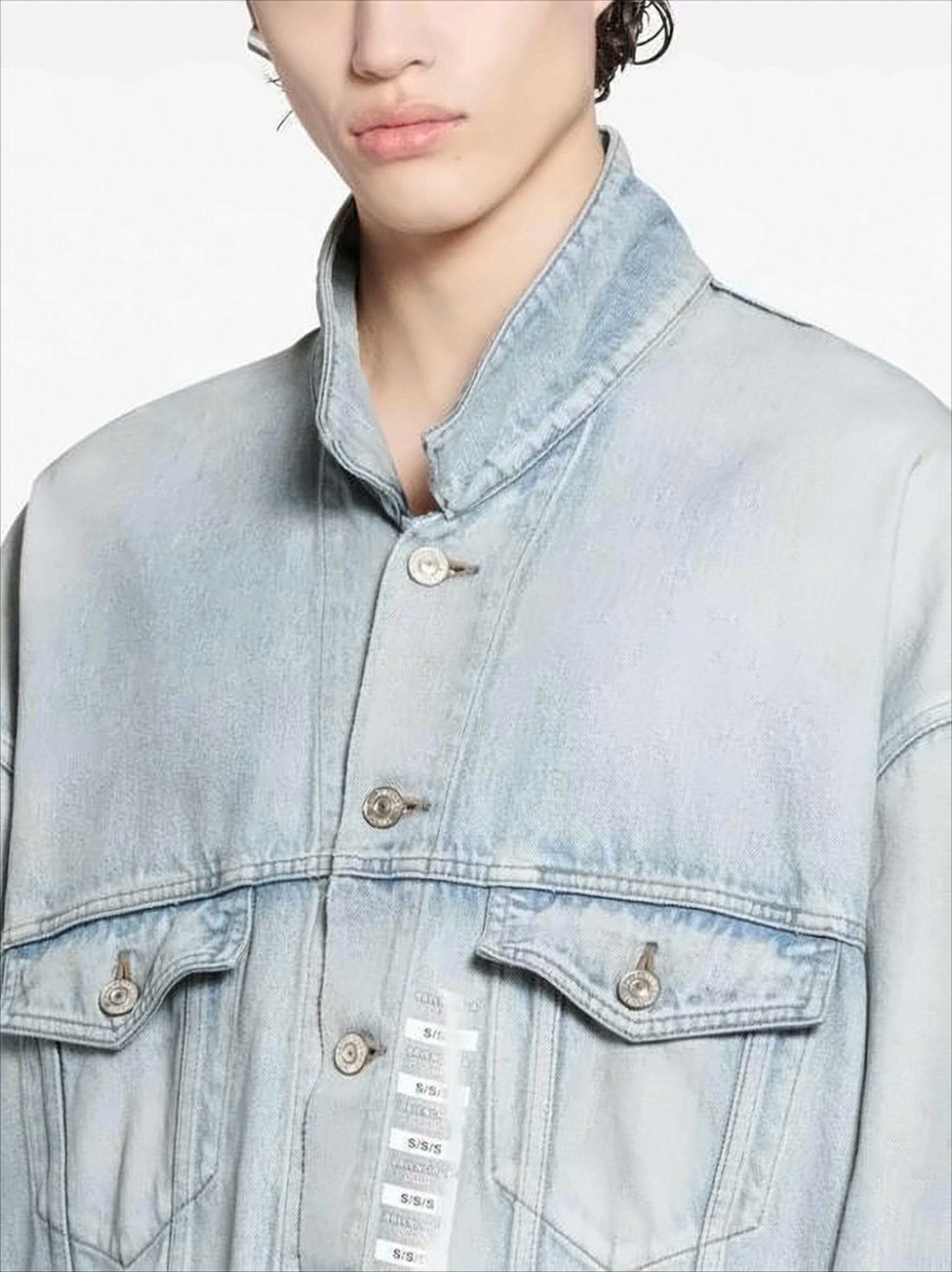 Light Washed Cotton Oversized Denim Jacket