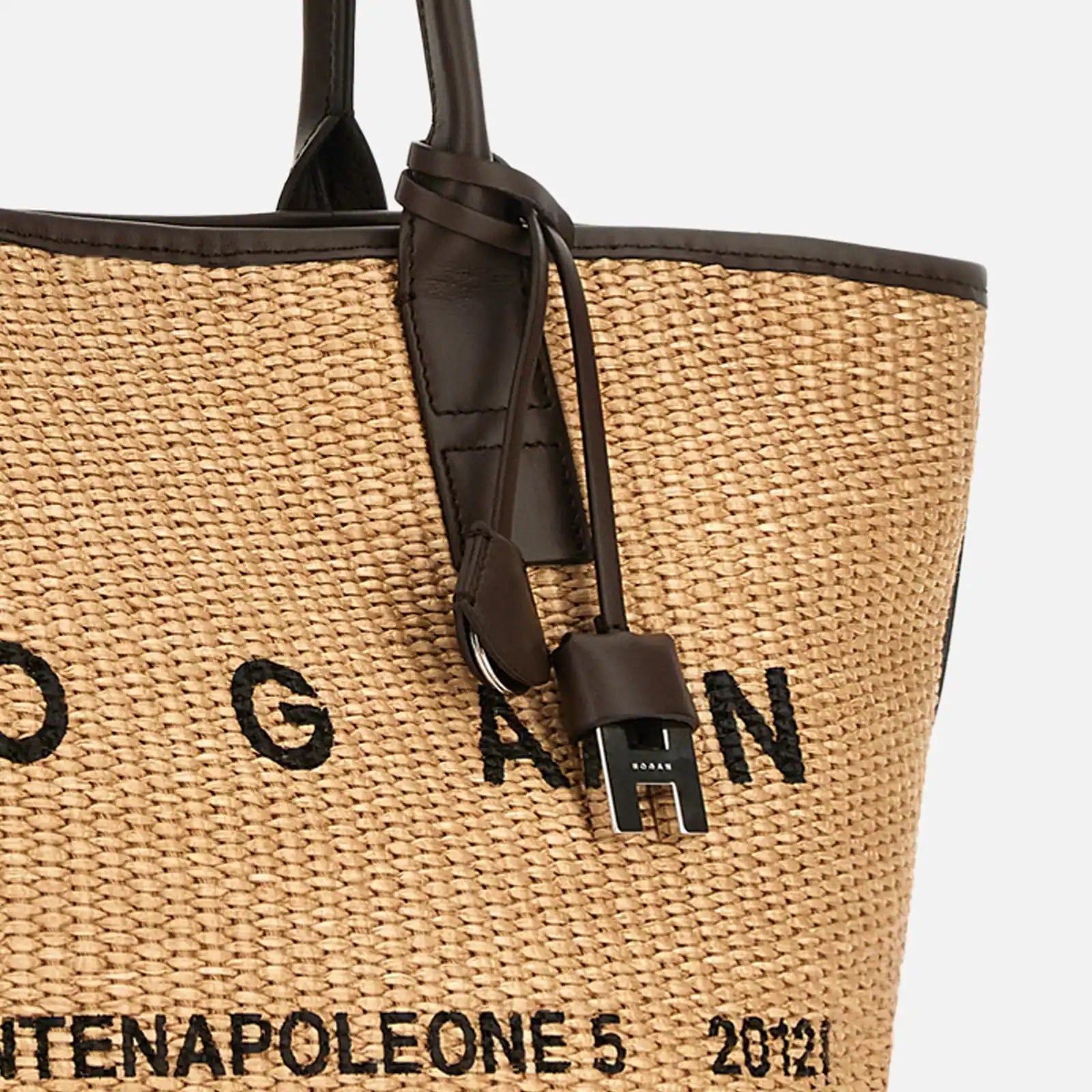 Beige Address Shopping Piccola Raffia Shopping Bag