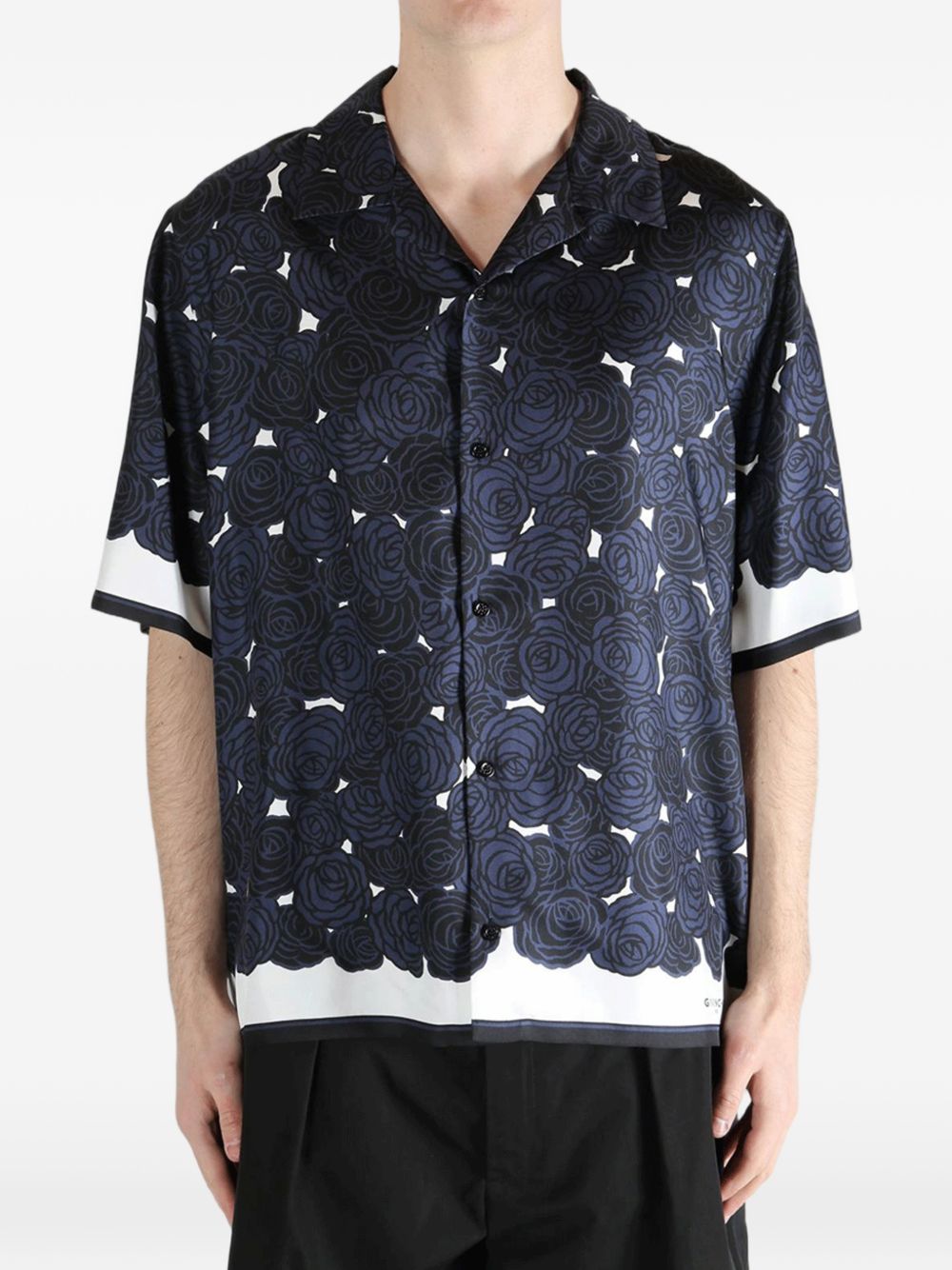 Dark Blue Floral Print Shirt