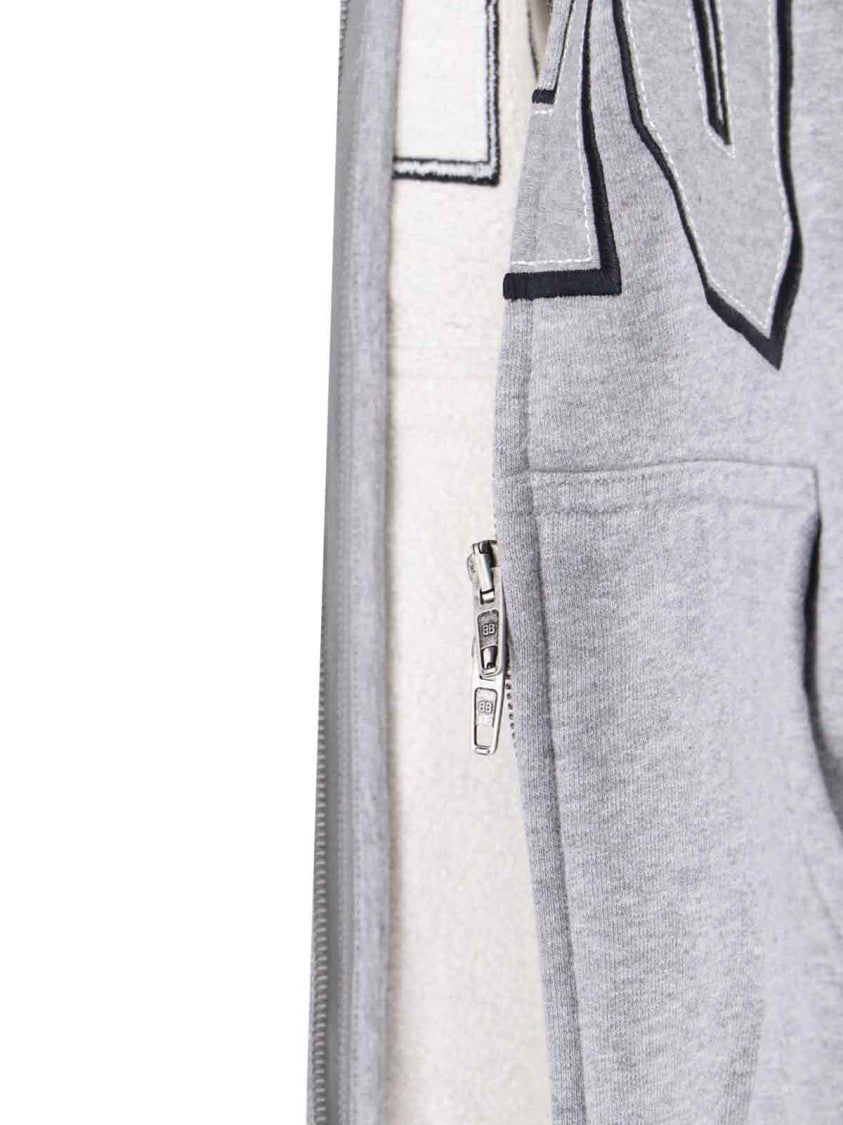 Zip Front Hoodie With Contrast Logo And Ribbed Details