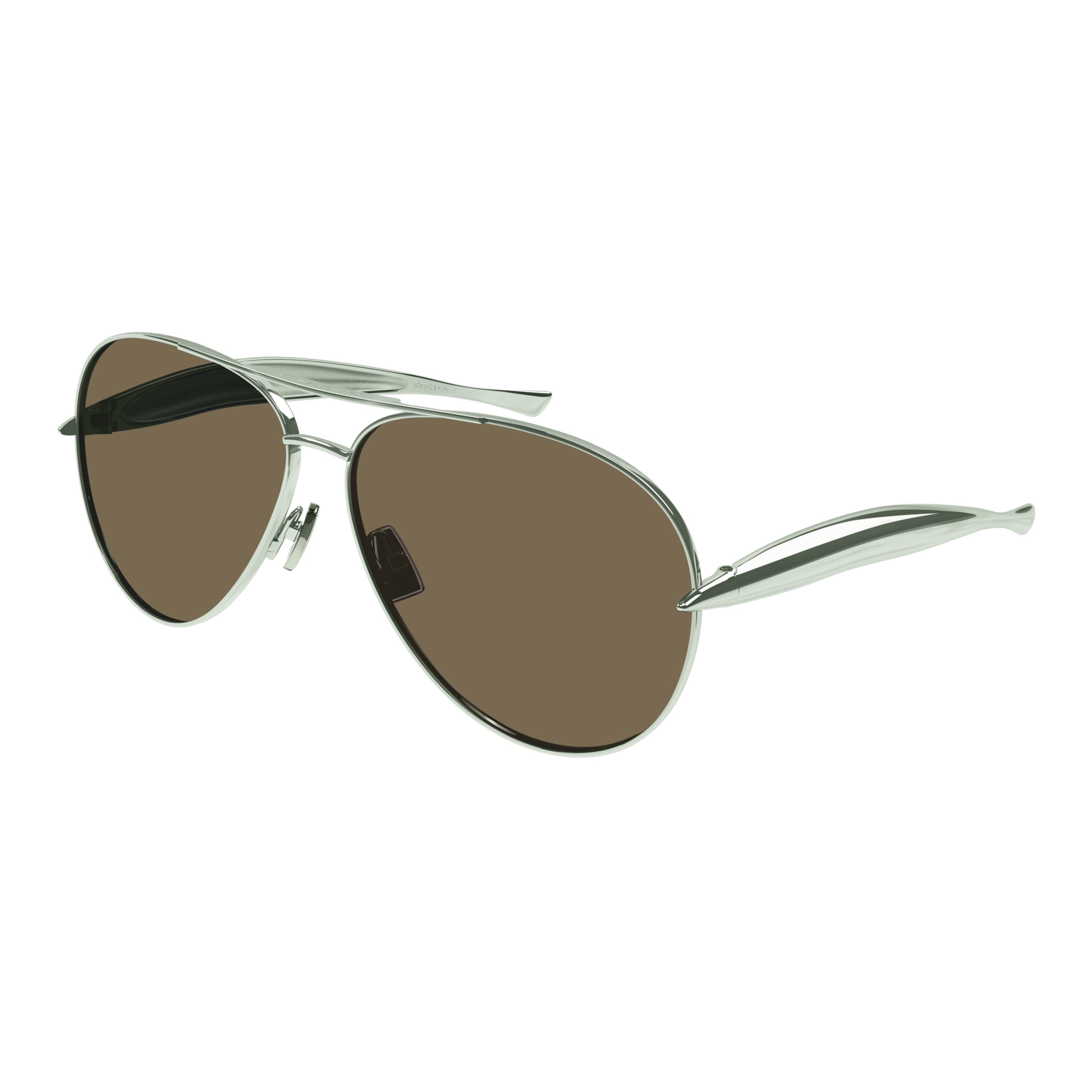 Bv1305s Polished Silver Aviator Sunglasses