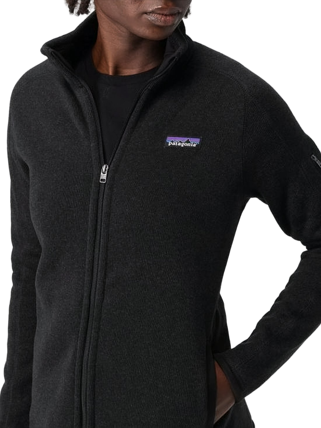 High-Collar Black Jacket with Full Front Zipper