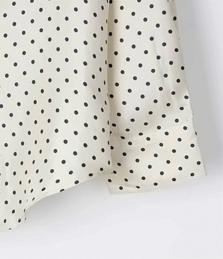 Silk Long-Sleeve Shirt with Polka Dot Pattern
