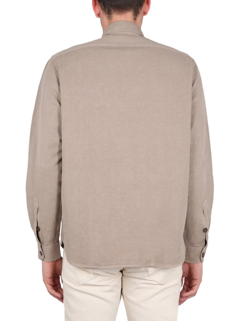 Textured Cotton-Linen Shirt With Classic Collar