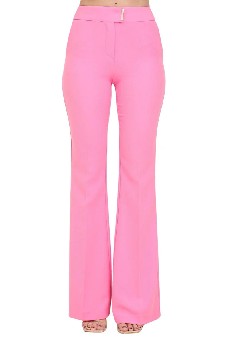 High-Waisted Flared Trousers in Smooth Technical Fabric