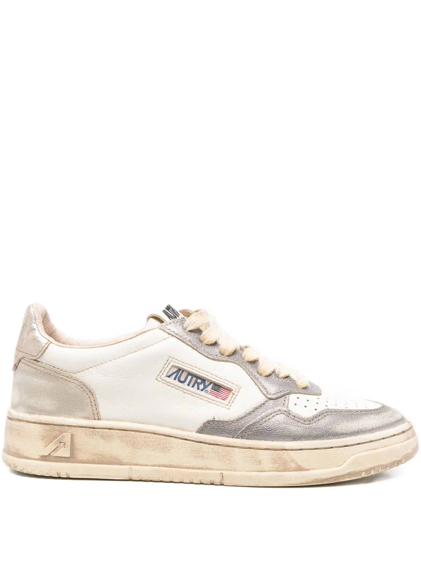 White Low-Top Sneakers With Perforated Design