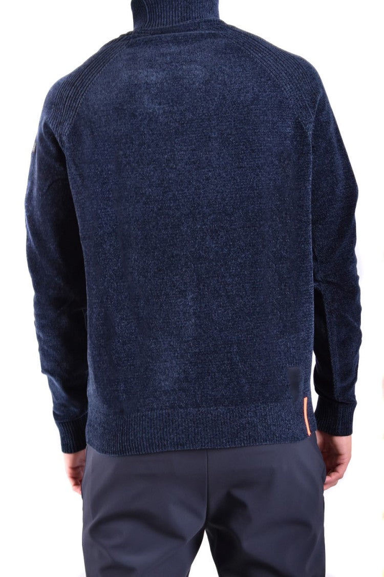 High Neck Blue Knitwear With Long Sleeves