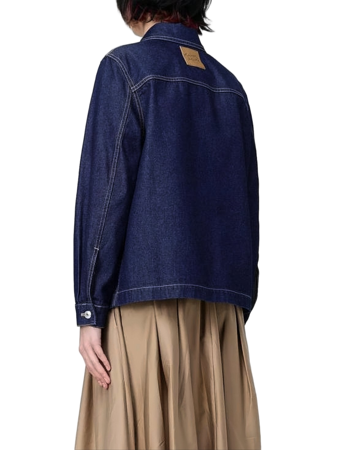 Boxy Denim Jacket With Contrast Stitching And Embroidered Logo
