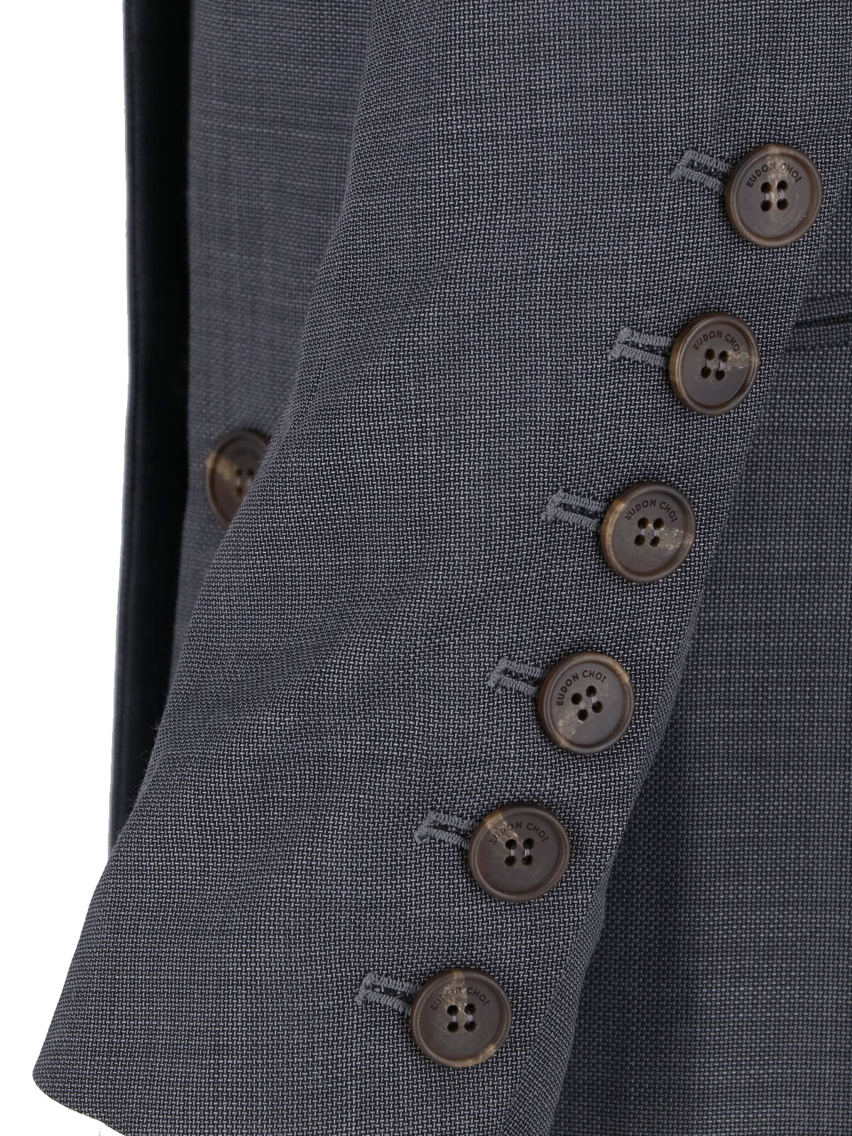Grey Beatrice Double-Breasted Wool Blazer