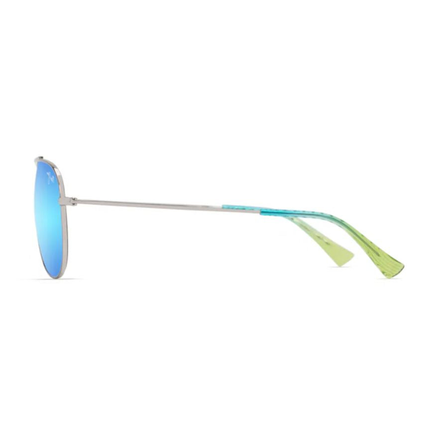 Hauoli Classic Silver Aviator Sunglasses with Reflective Blue Lenses