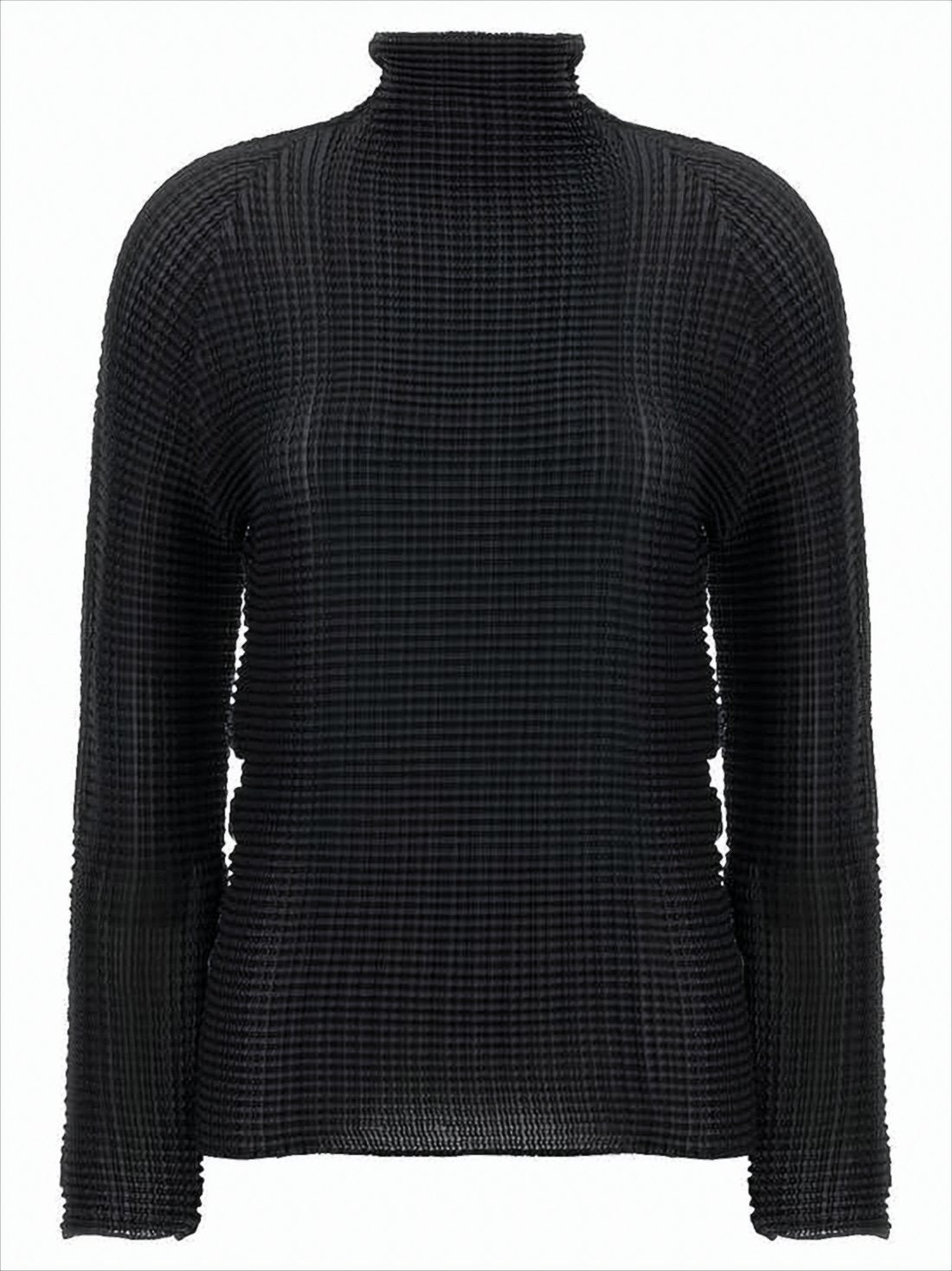 Textured Long-Sleeve Top with Ruffled Edges