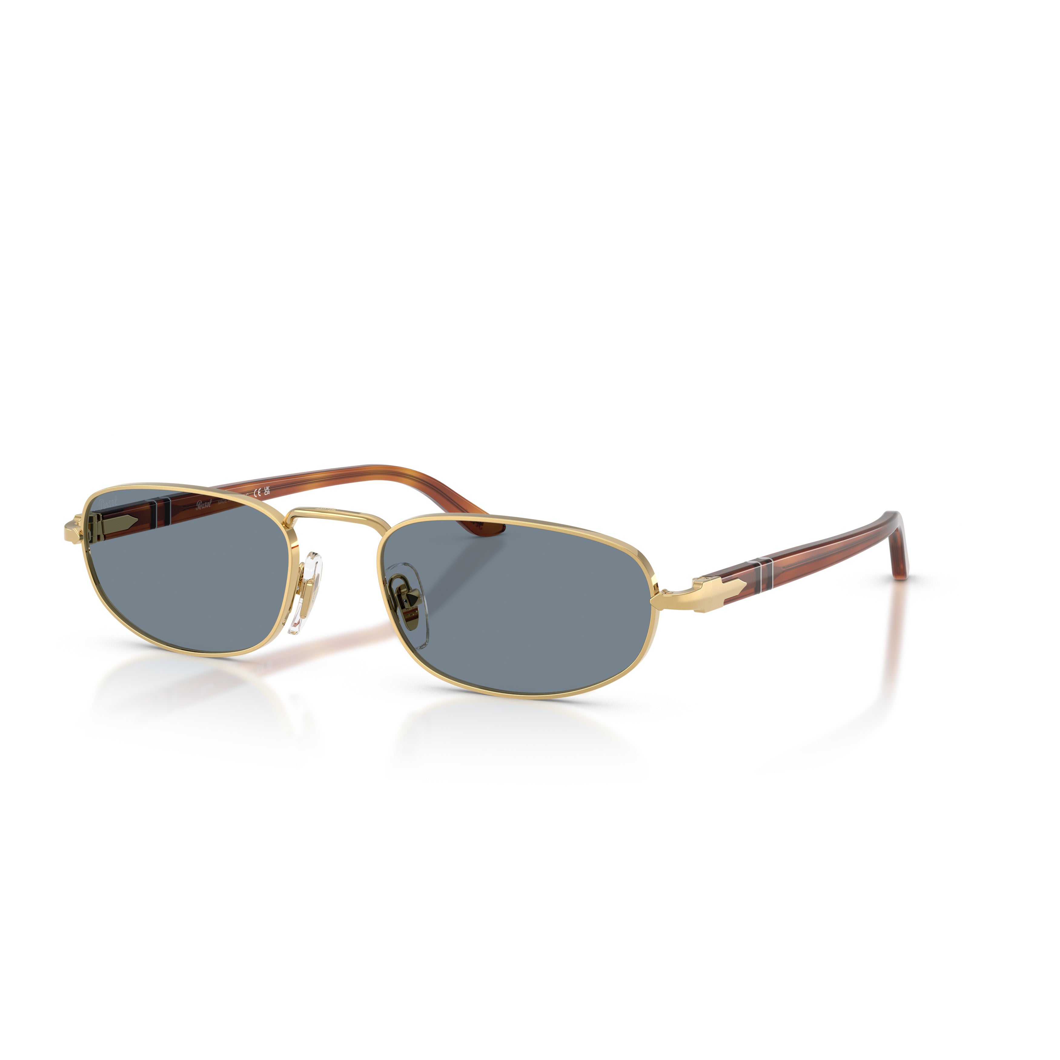 0po1028s Rectangular Gold Metal Sunglasses with Tortoiseshell Arms