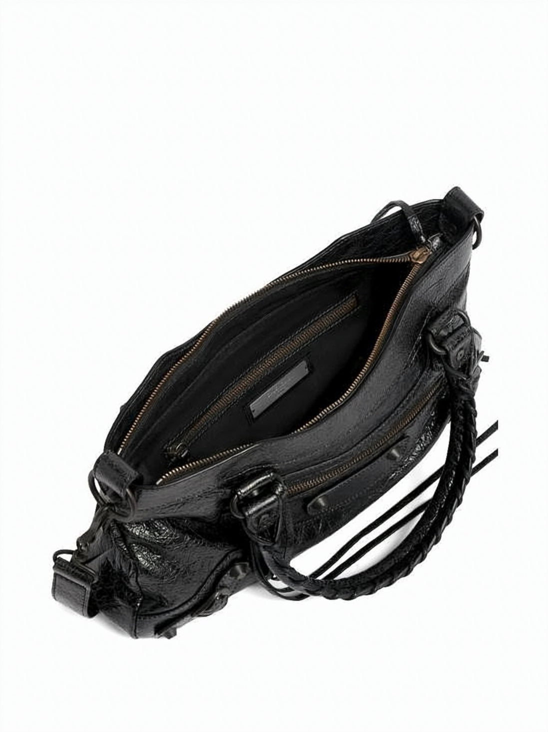 Textured Lambskin Leather Shoulder Bag with Edgy Accents