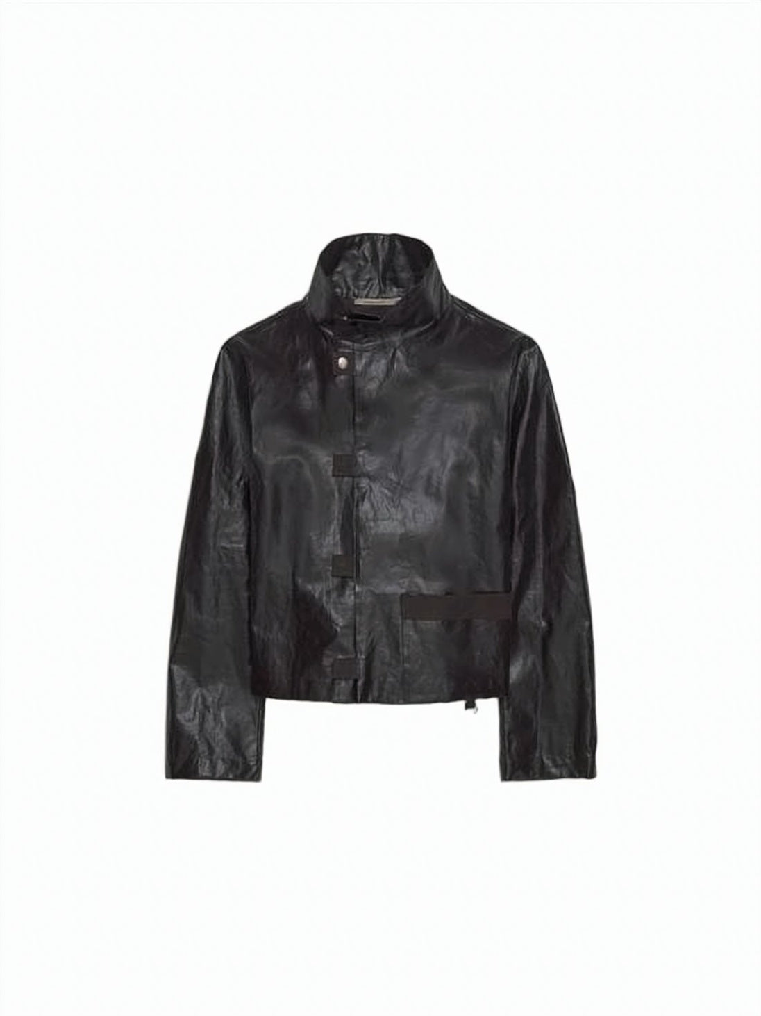 Cropped Black Jacket with High Collar