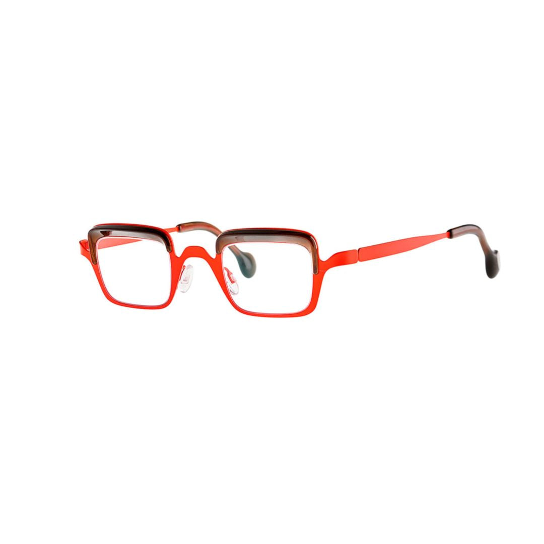 Graffi 305 Fluo Red+Fairy Brown Rectangular Eyeglasses with Vibrant Red Front