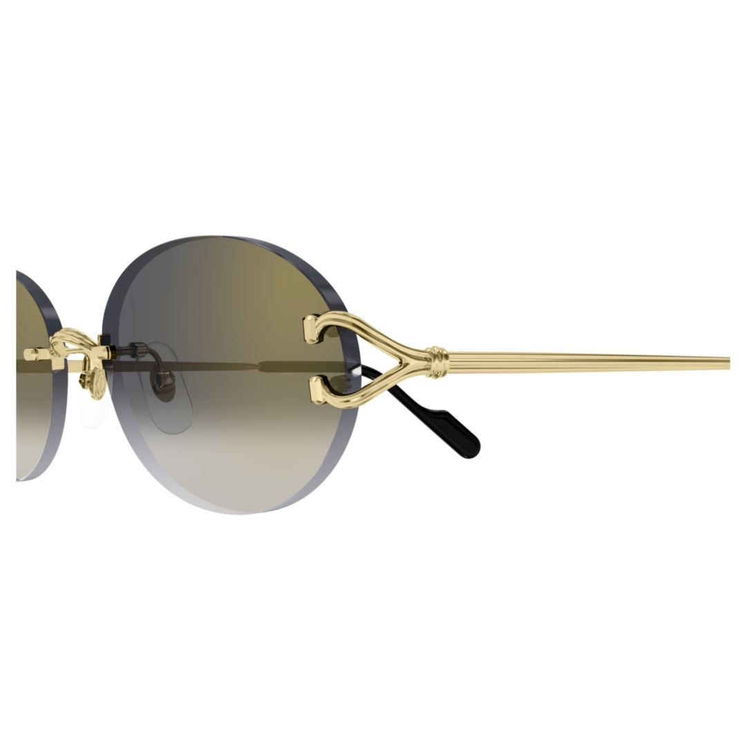 Rimless Oval Gradient Sunglasses With Gold Bridge