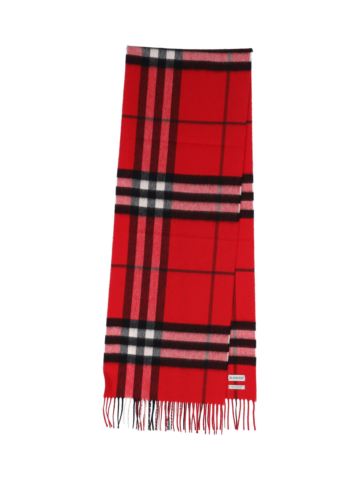 "Check" Scarf, In Red Brushed Cashmere