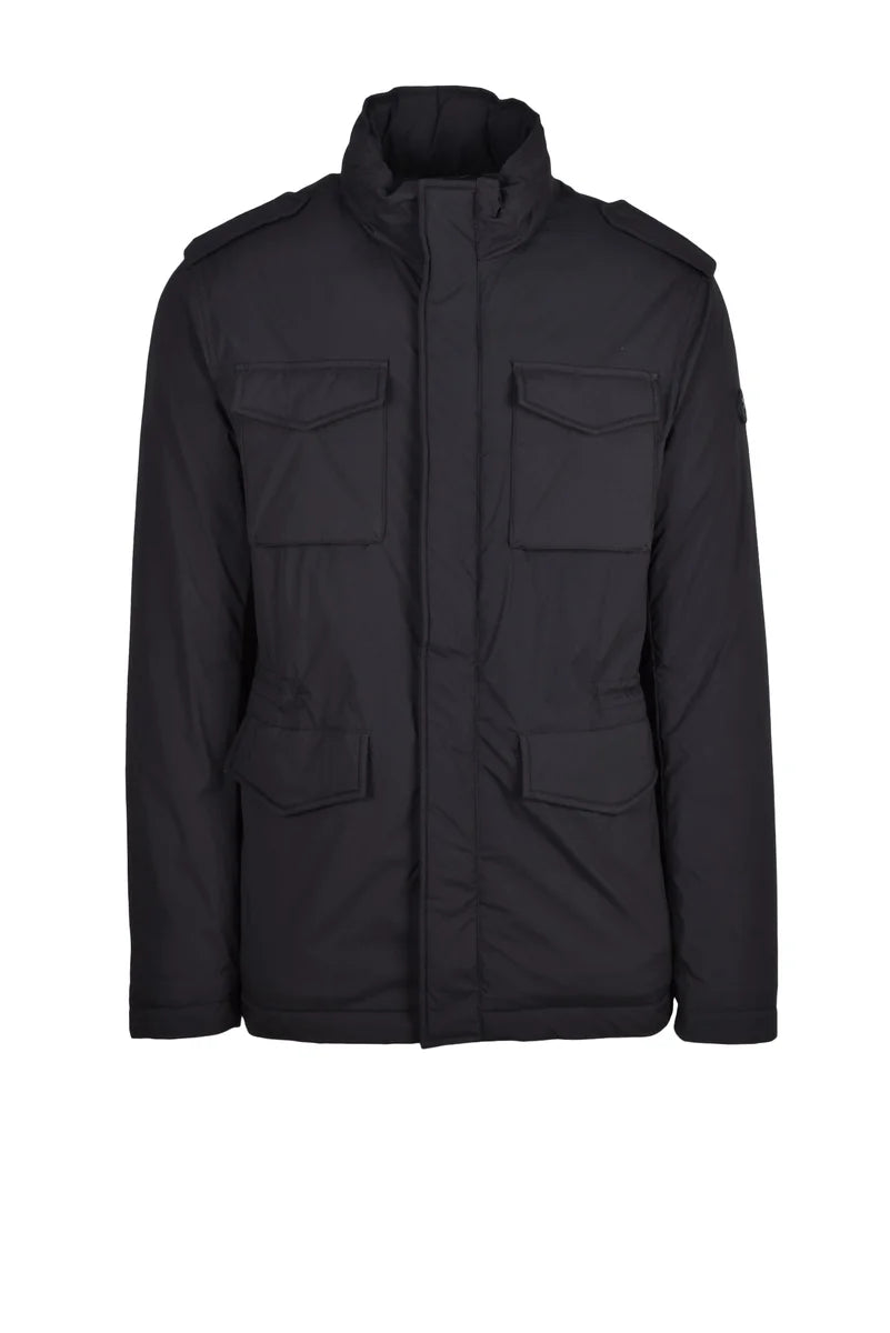 Down Jacket with Removable Hood - Black