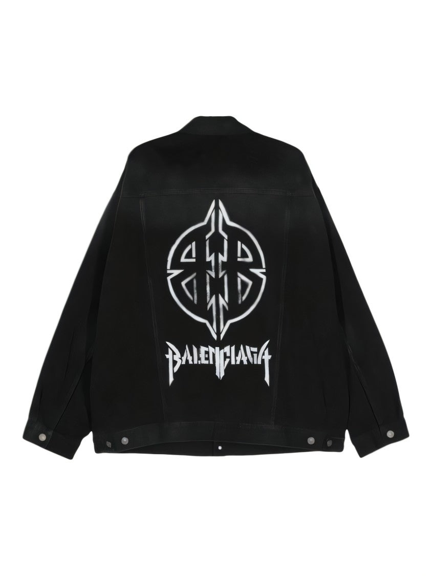 Relaxed Fit Denim Jacket with Bold Graphic Logo