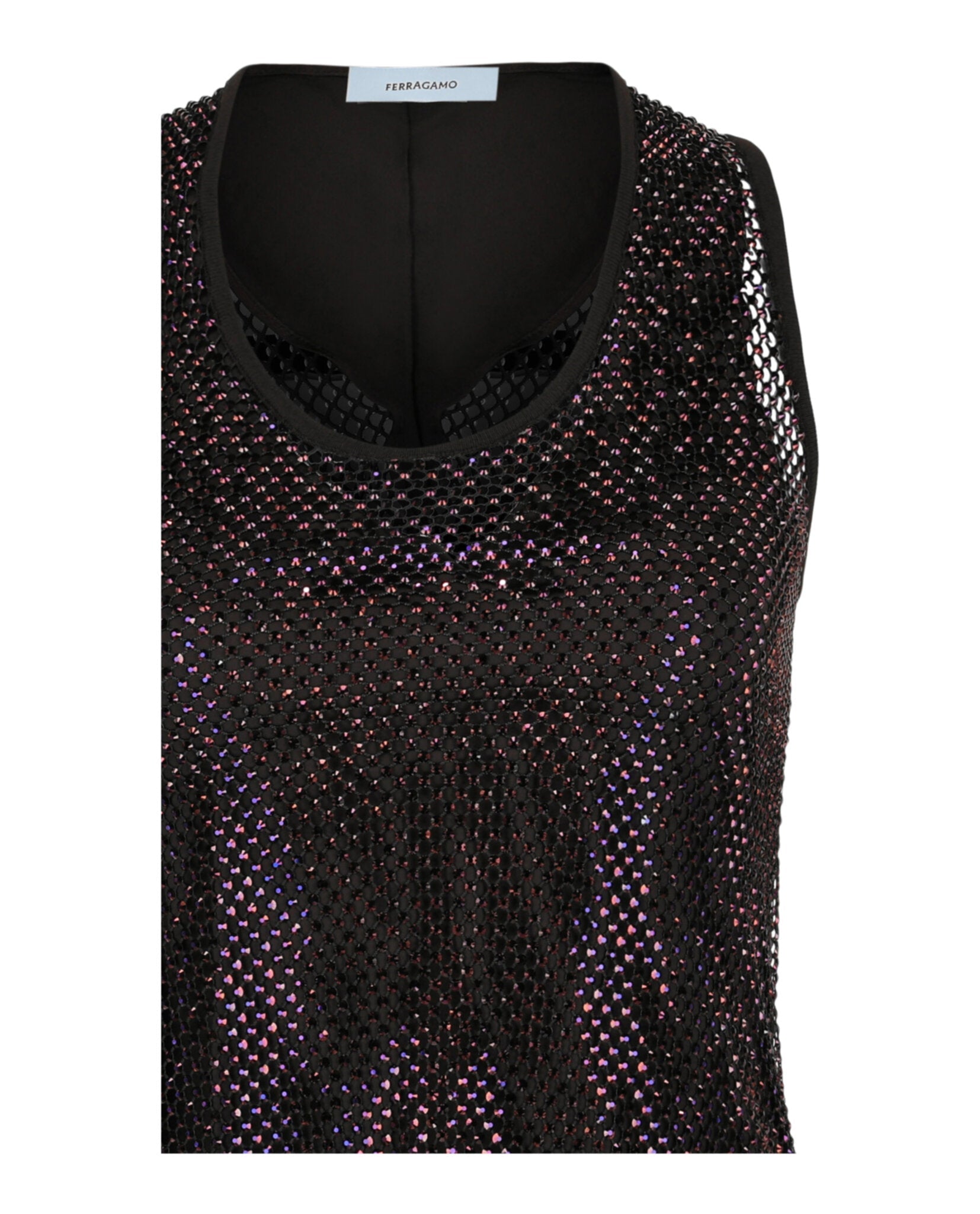 Crystal Embellished Mesh Tank Top