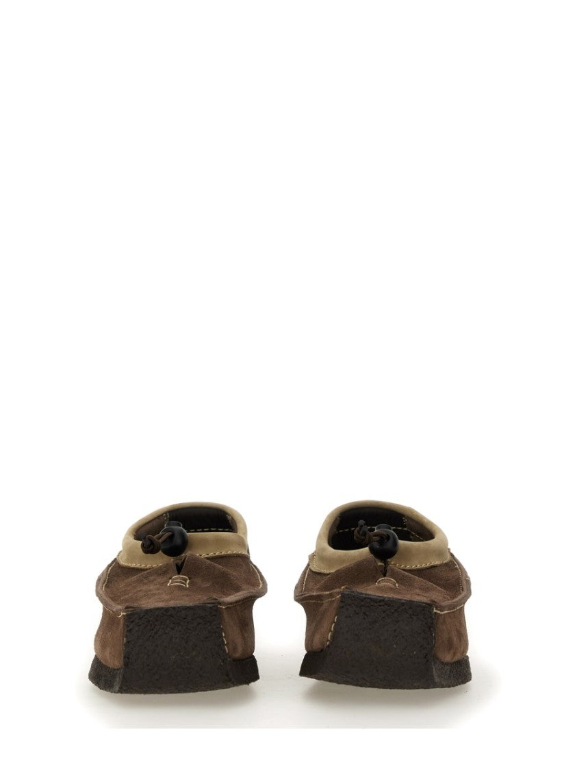 Brown Suede Loafers With Leather Trim