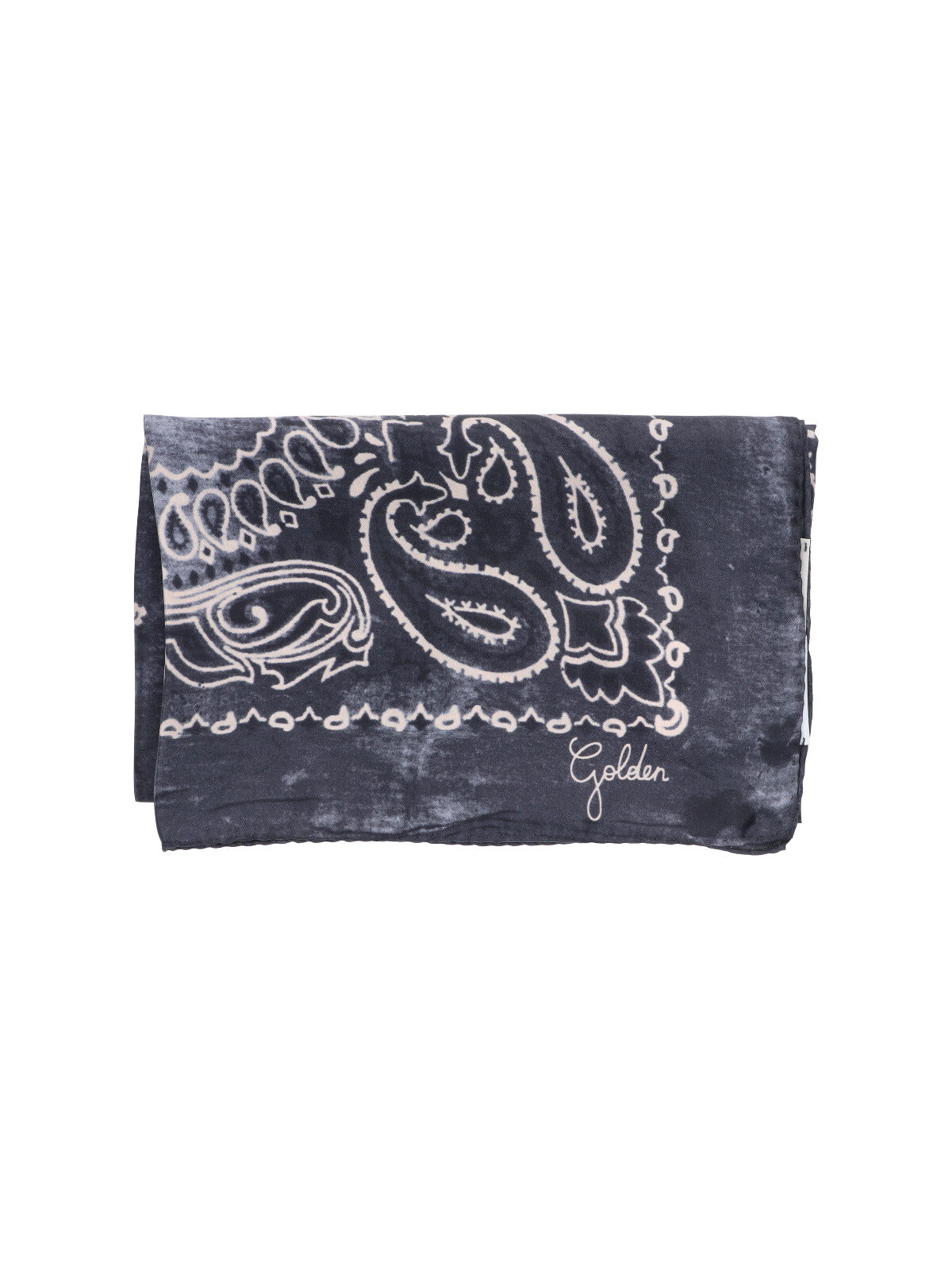 Gray Paisley Pattern Square Silk Scarf