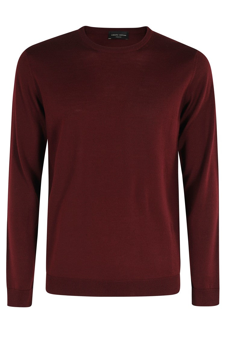 Bordeaux Merino Wool Long-Sleeve Crew Neck Sweater