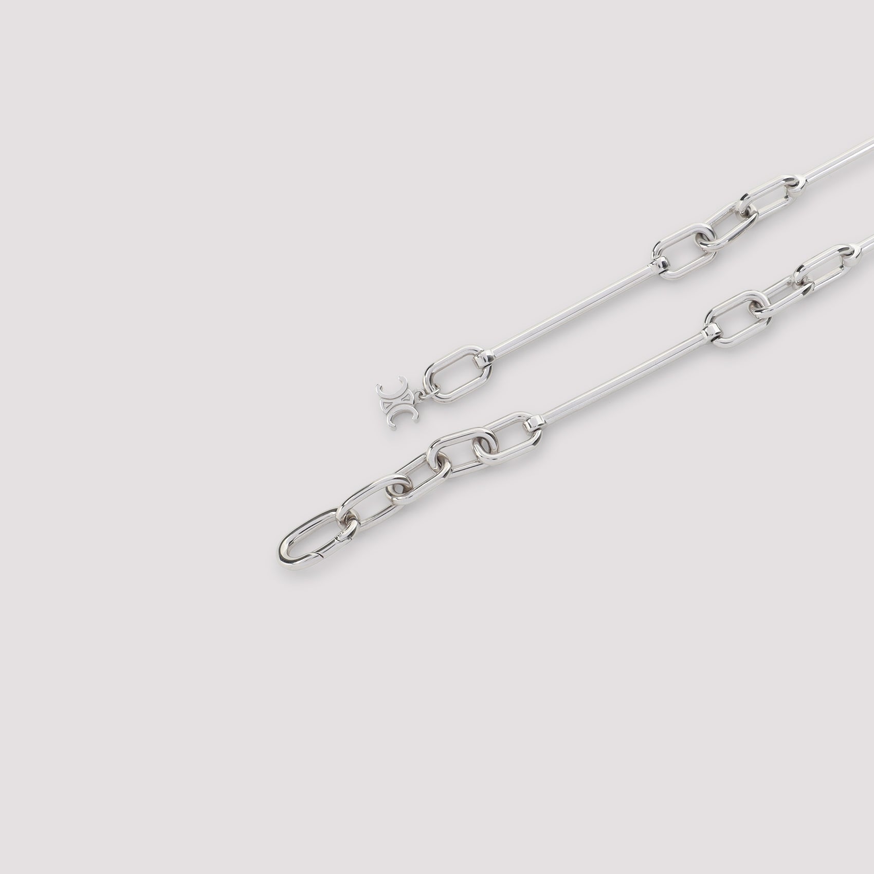 Sculptural Metallic Necklace with Elongated Chain Links