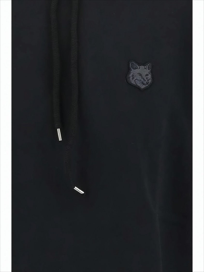 Relaxed Fit Black Cotton Hoodie With Embroidered Logo