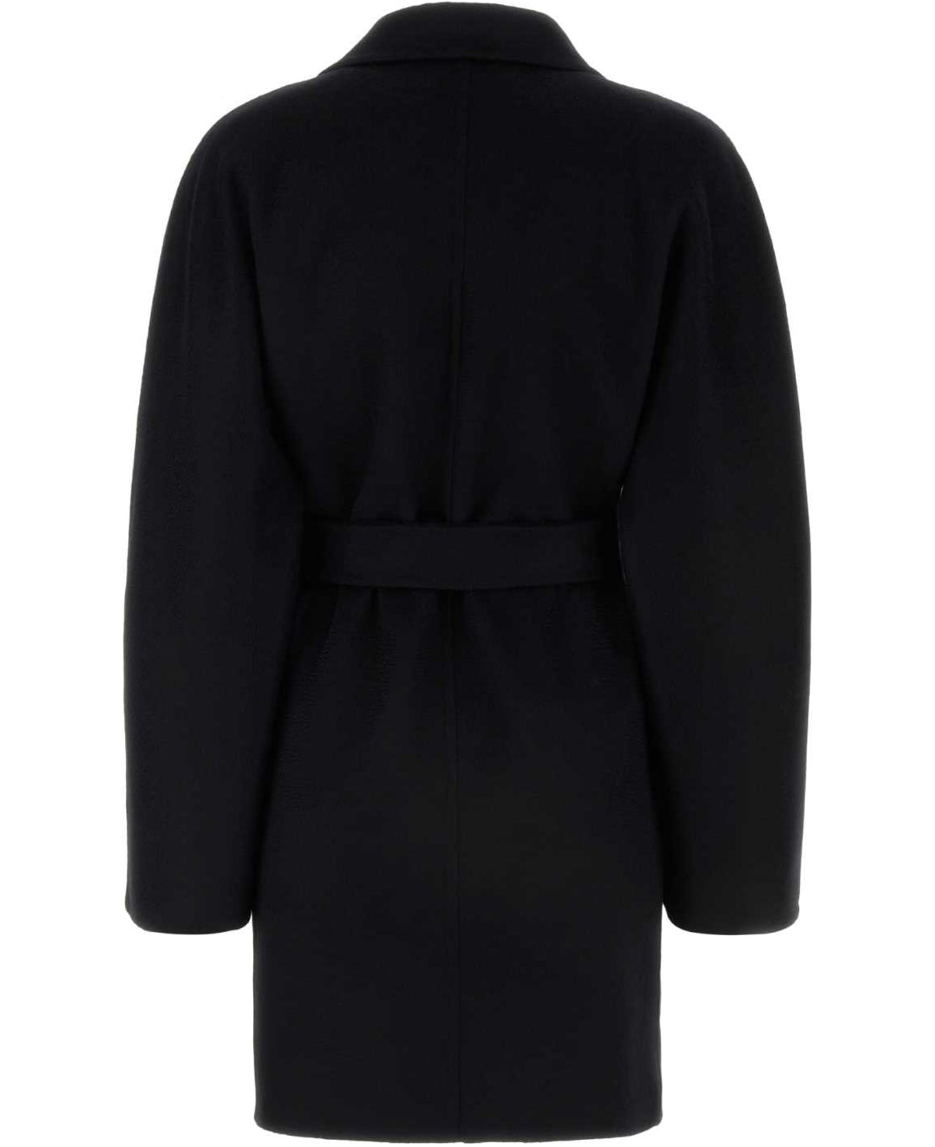 Knee-Length Cashmere Wrap Coat with Self-Tie Belt